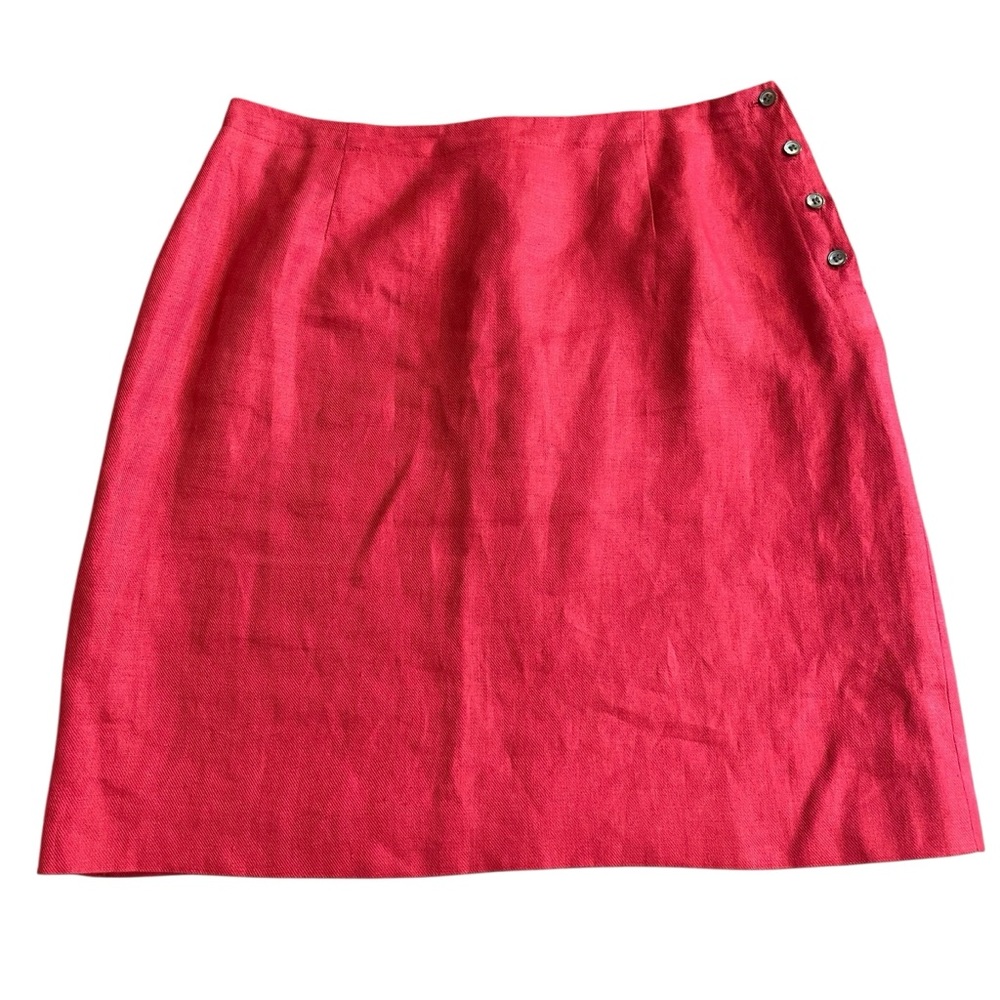 Talbots 100% Irish Linen pinkish red A-line skirt 14